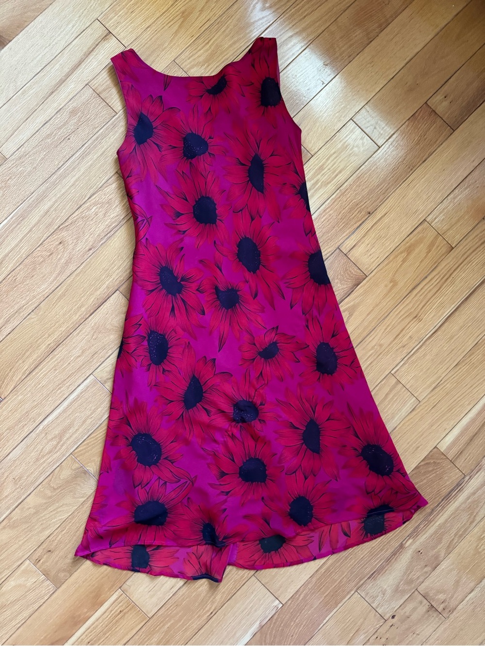 Vintage Sleeveless Fuchsia Floral Midi Dress